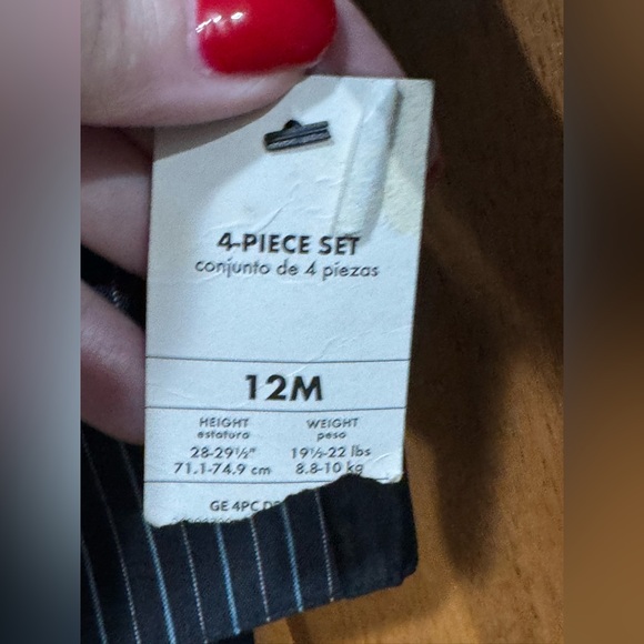 Boys Blue and Black Pinstripe Suit Set 12 months NWT 4 piece suit - Picture 5 of 7